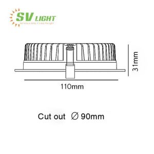 Đèn LED downlight âm trần dimmable 9W SVN-0990P-D