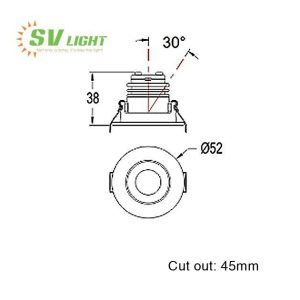 Đèn led âm trần spotlight mini 3W SVC-4545A Đèn Svlight